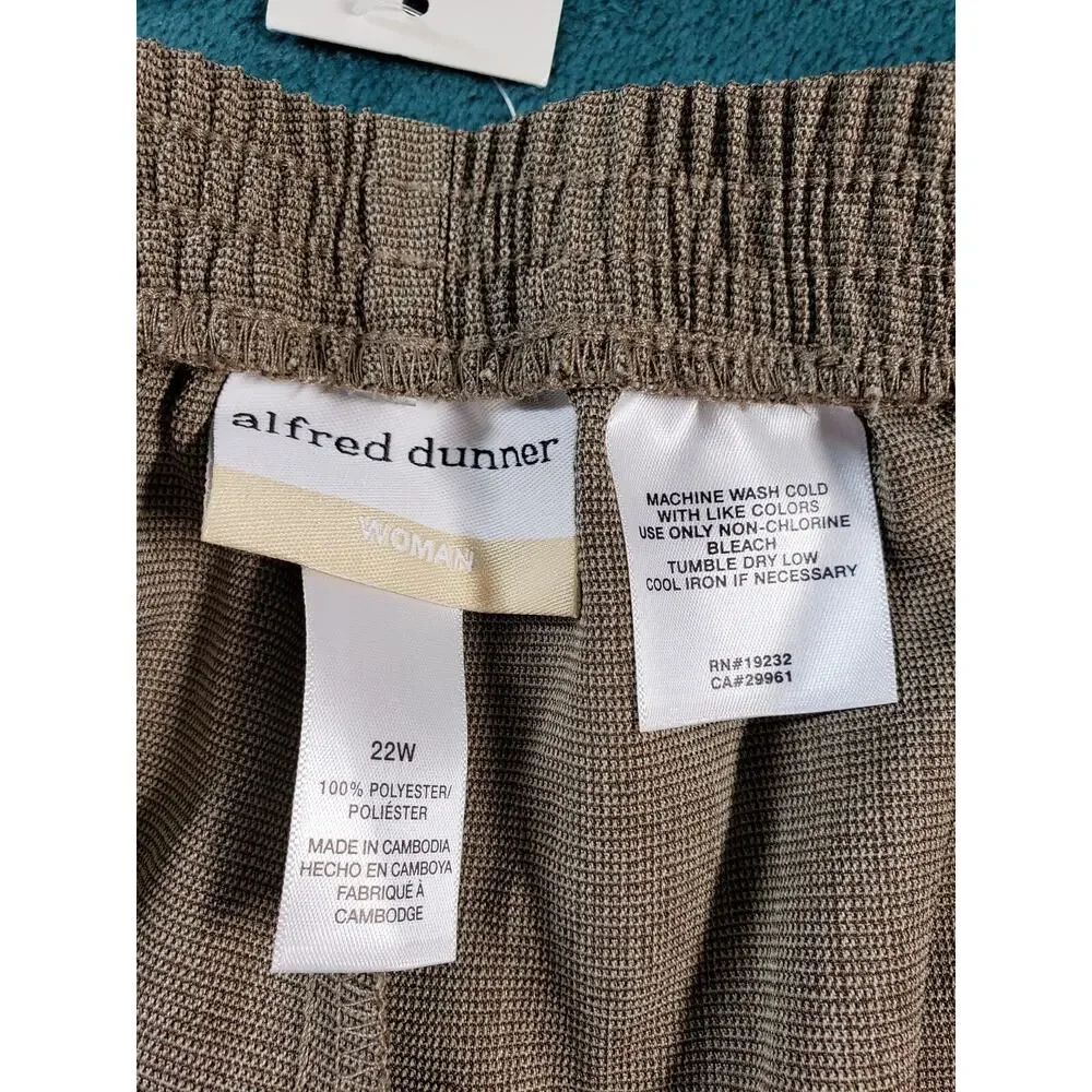 Alfred Dunner Pants Size 22 W Brown Elastic Waist Ladies Dress Stretch NWT
